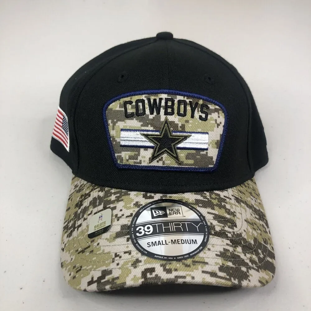 New Era Dallas Cowboys NFL Salute To Service Hat Cap 39THIRTY Flex Fit S/M Camo
